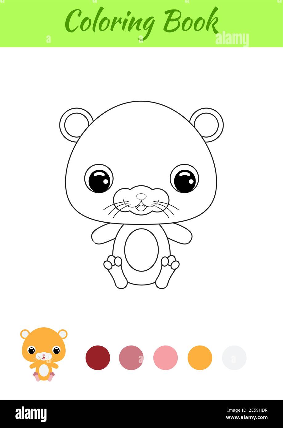 Coloring book little baby hamster sitting. Coloring page for kids ...