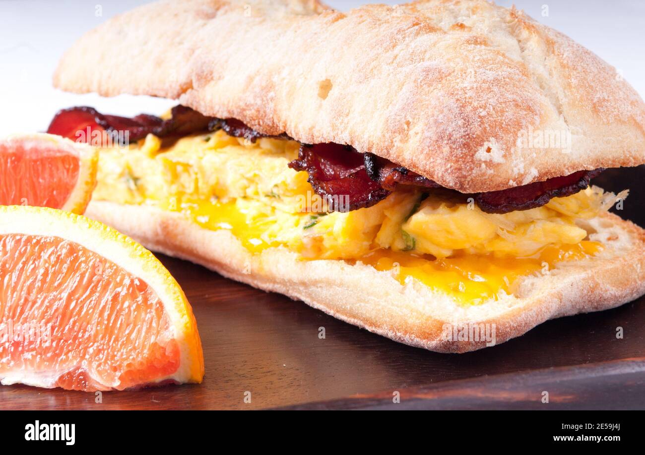 egg and bacon sandwich Stock Photo
