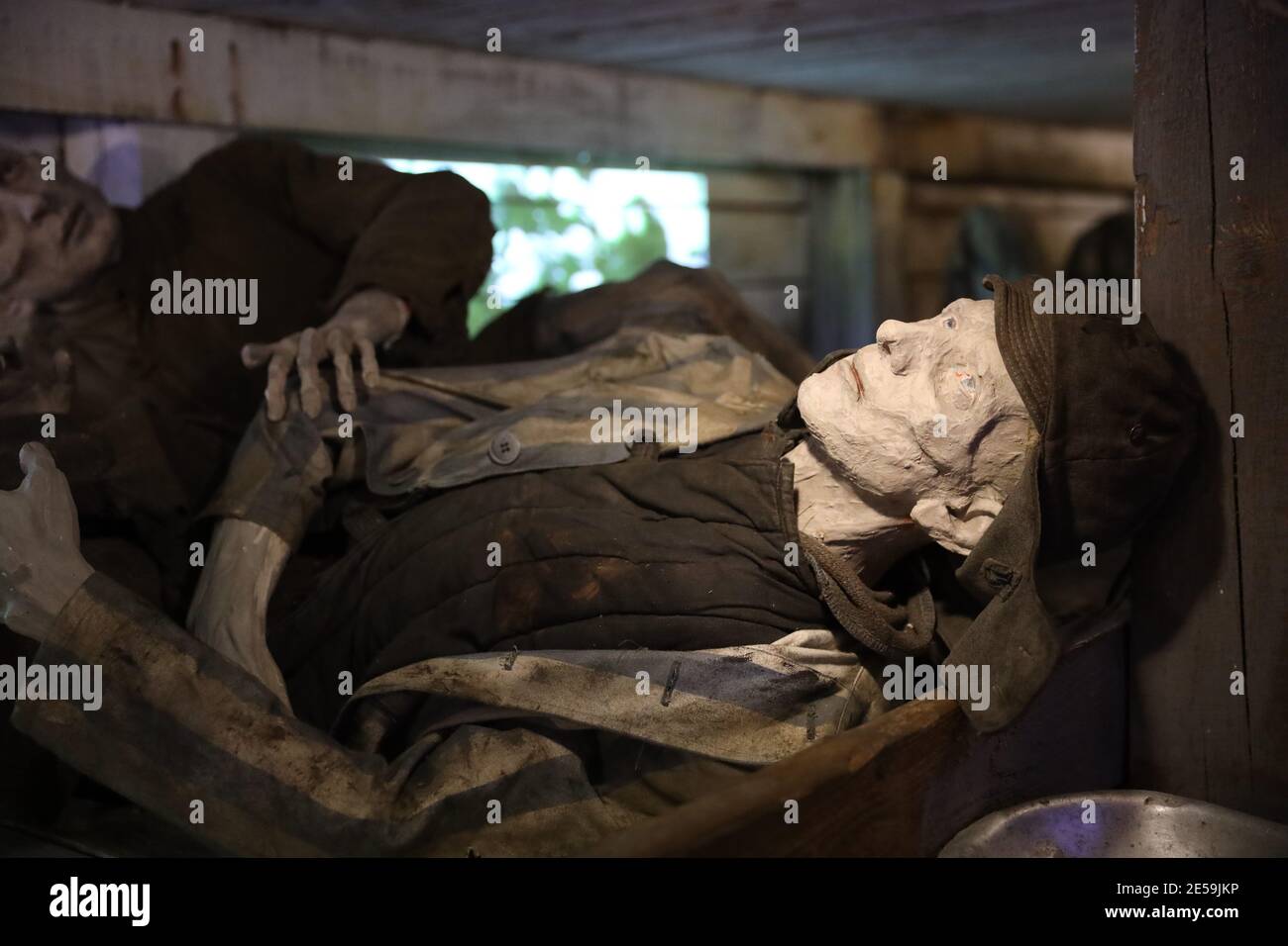 Russia. Vyborg. 01.26.2021 installation placed in a moving train dedicated to the Second World War. High quality photo Stock Photo