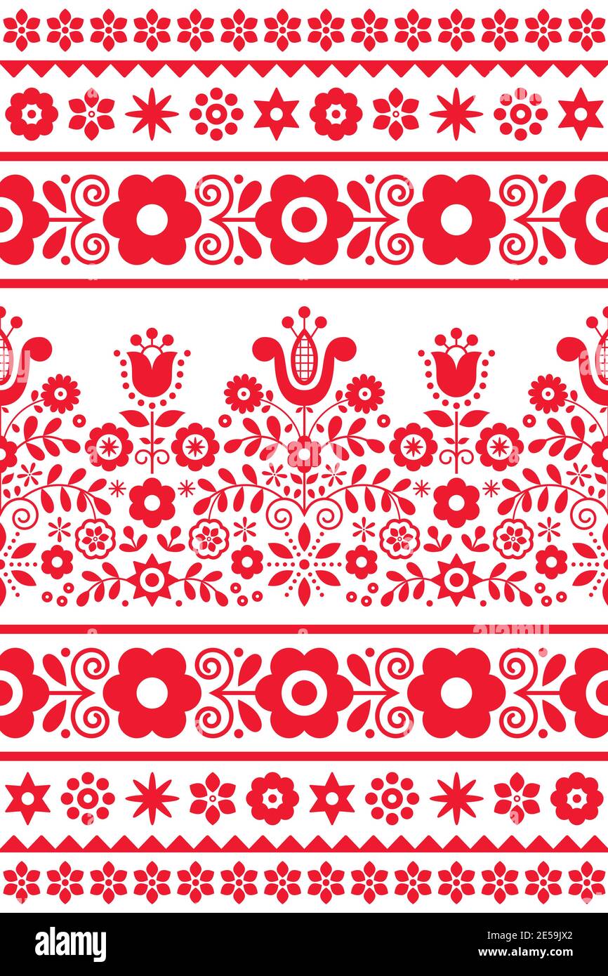 Polish traditional folk art vector seamless textile or fabric print