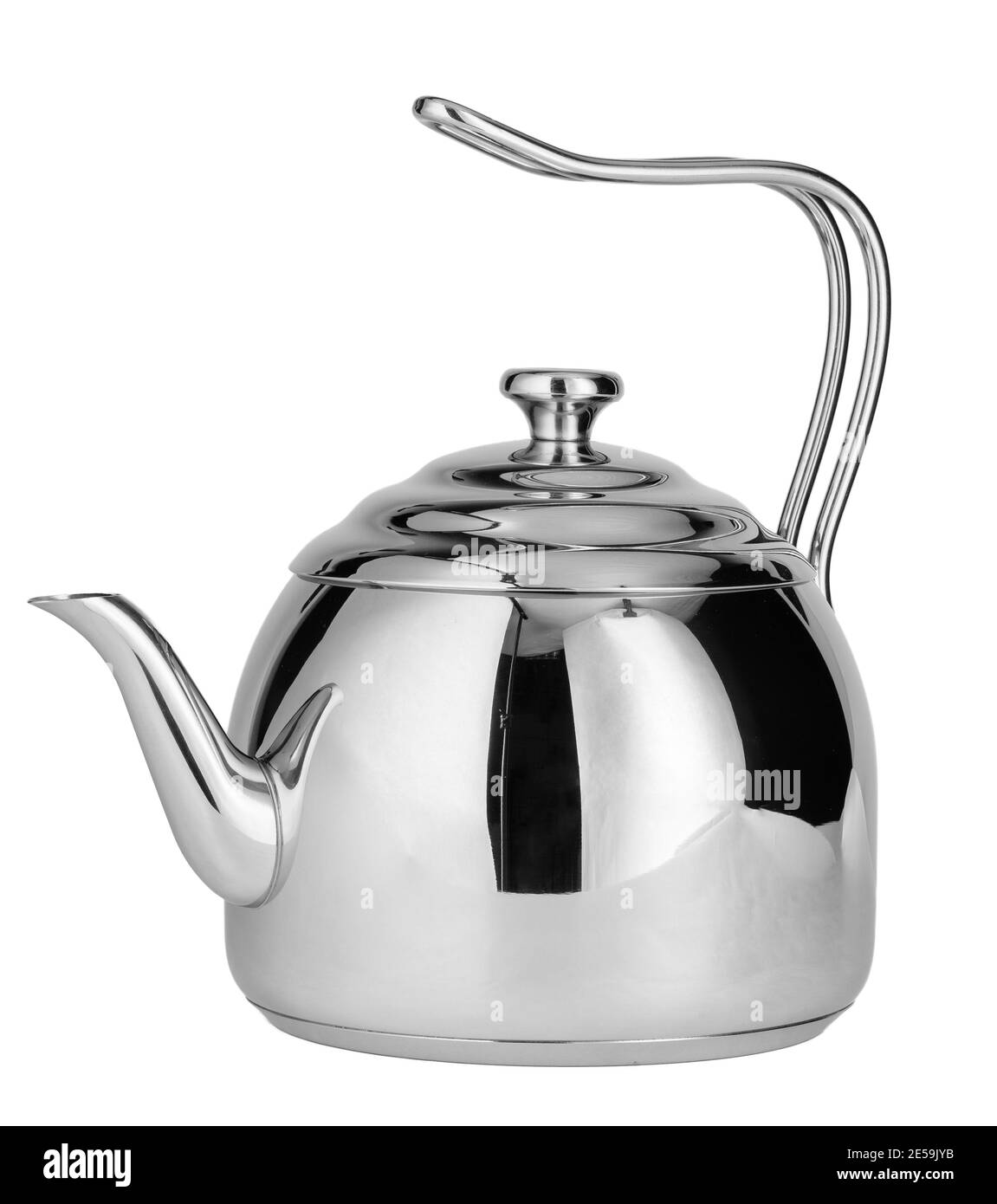 Stainless steel teapot isolated on white background Stock Photo