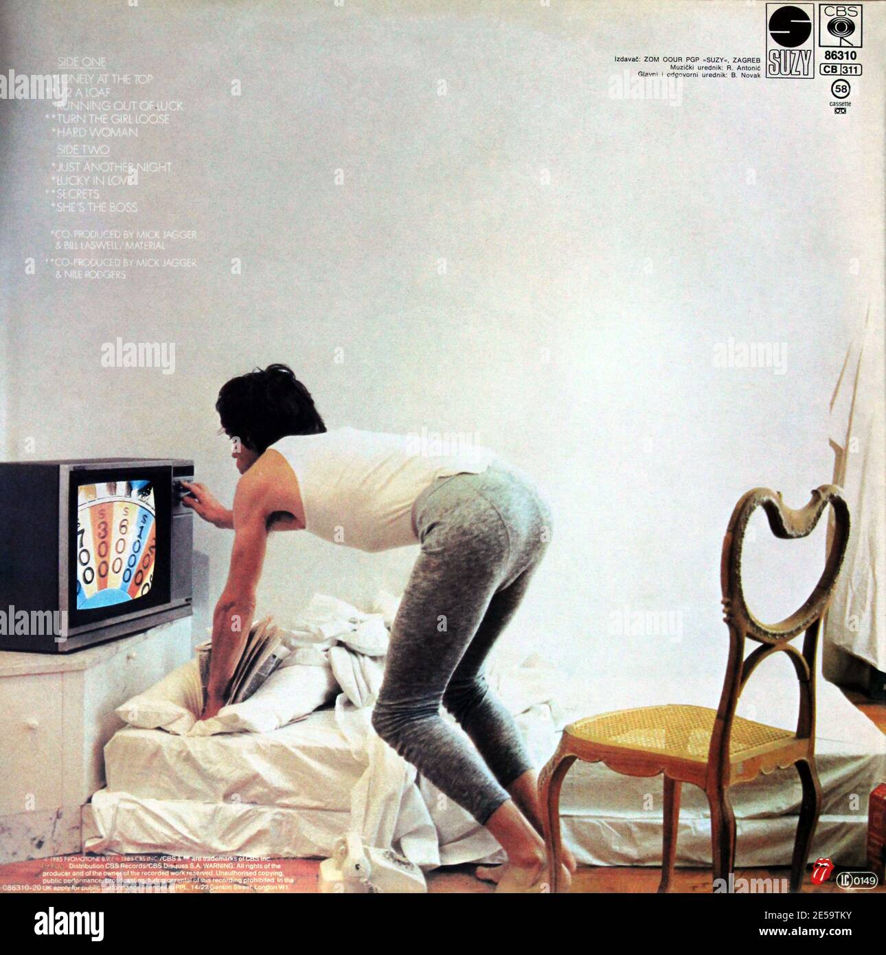 Mick Jagger: 1985. LP back cover: She's The Boss Stock Photo