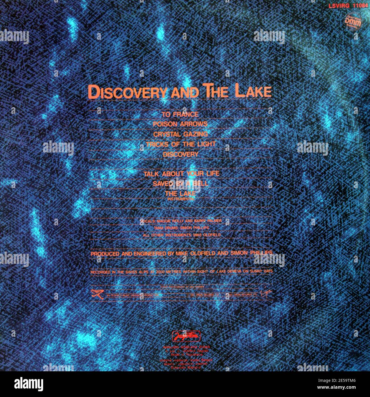 Mike Oldfield: 1984. LP back cover: Discovery Stock Photo - Alamy