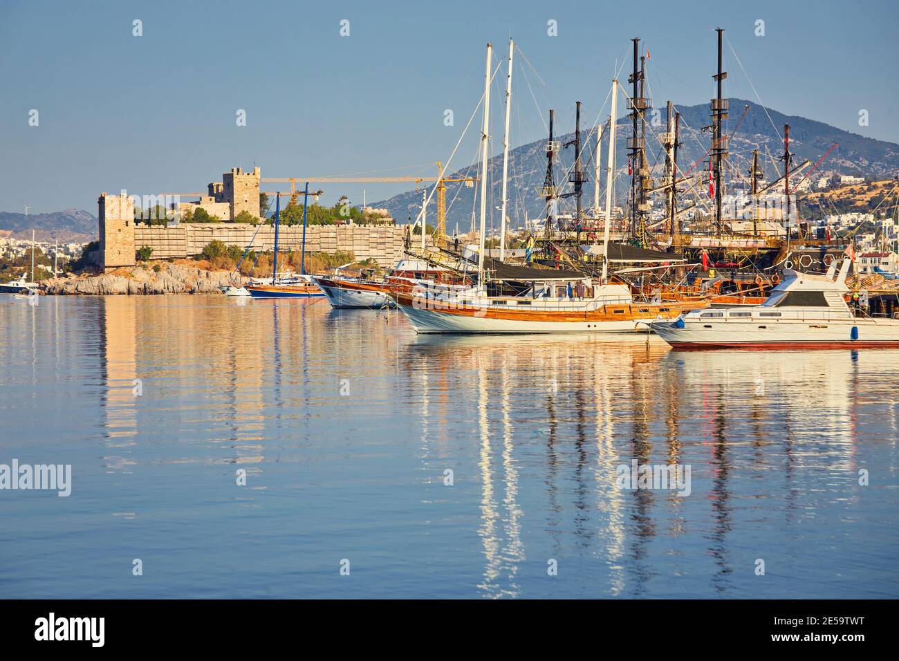 Bodrum Castle view from beach. Bodrum is populer tourist destination in ...