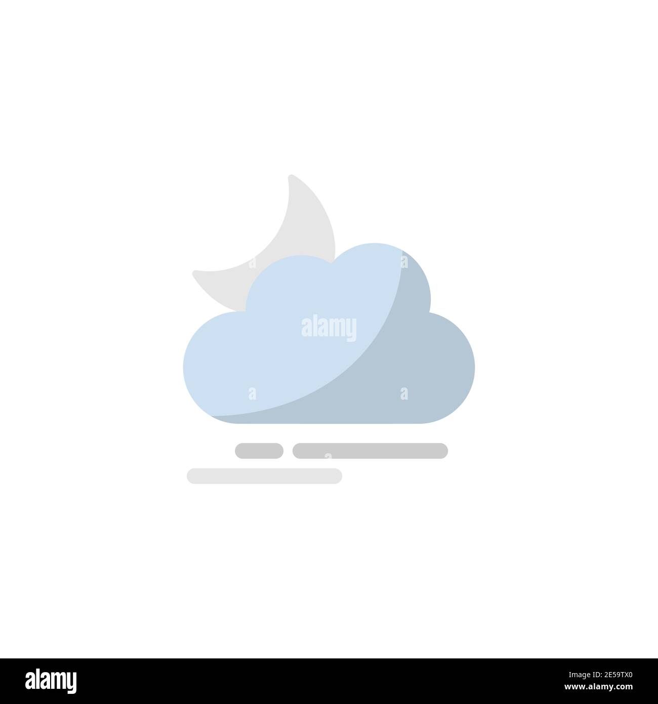 Fog, moon and cloud. Flat color icon. Isolated weather vector ...