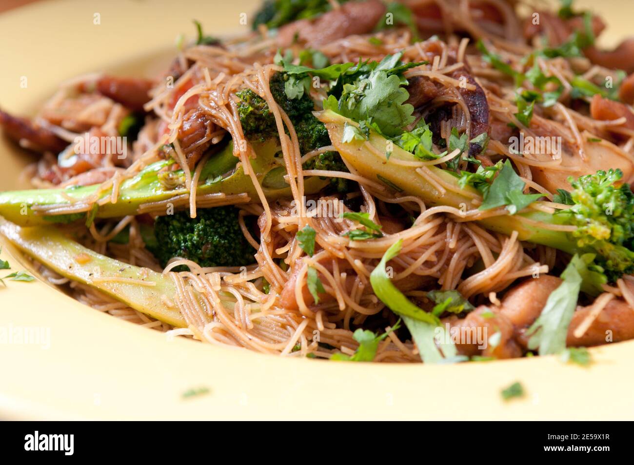 chicken stir fry with noodles Stock Photo