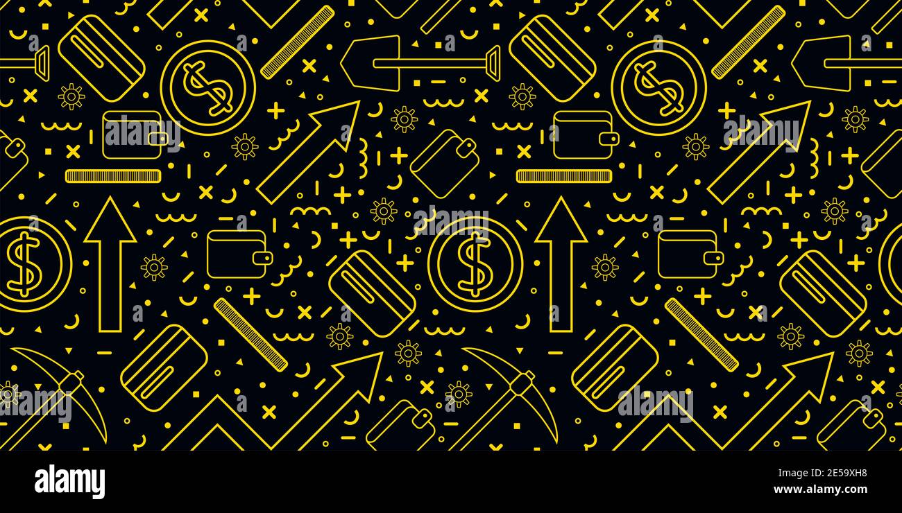 Seamless finance cryptocurrency money pattern linear icons on background  Stock Photo - Alamy