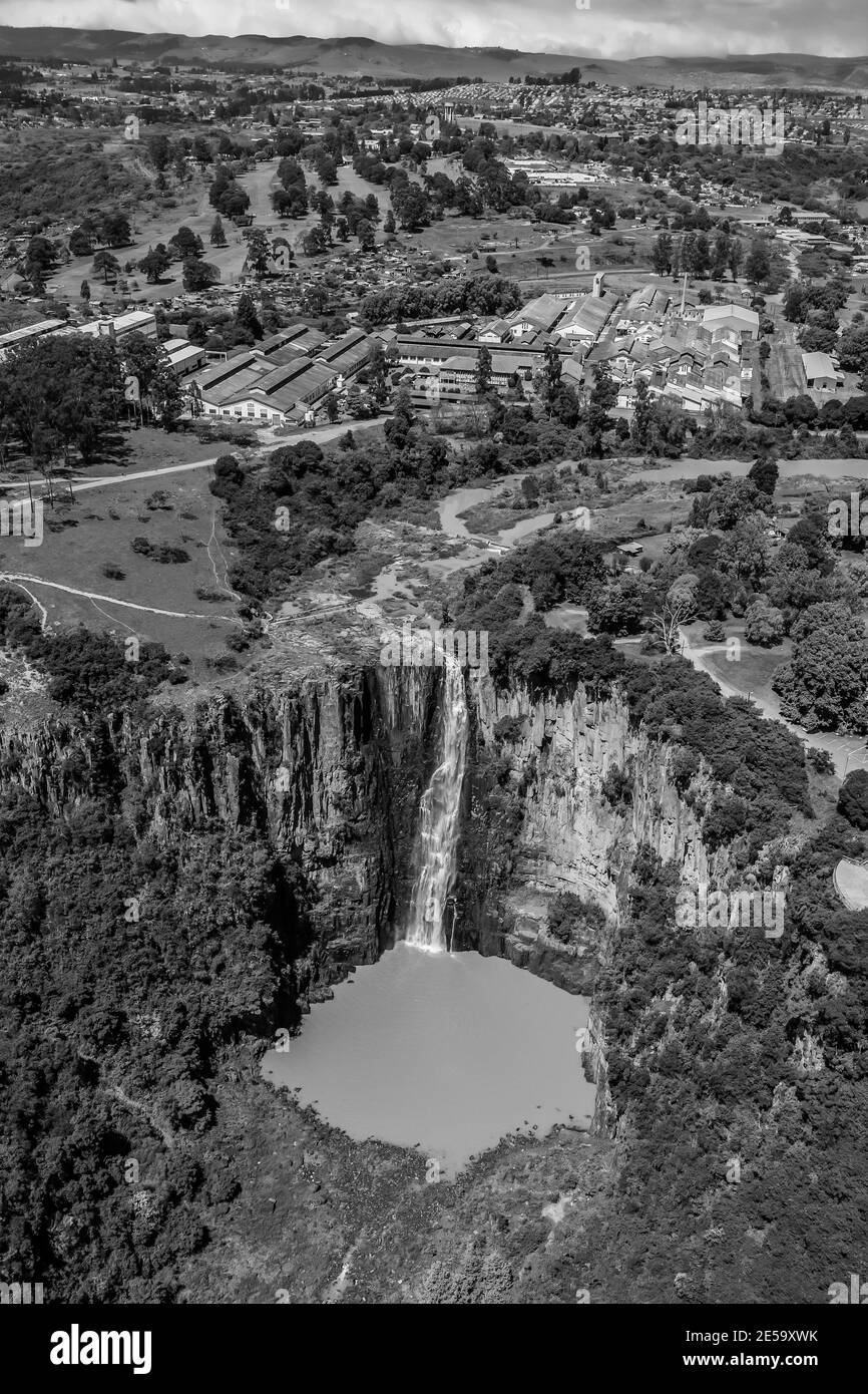 JOHANNESBURG, SOUTH AFRICA - Jan 05, 2021: Howick, South Africa, October 19, 2012, Aerial View of Howick Falls in KwaZulu-Natal South Africa Stock Photo