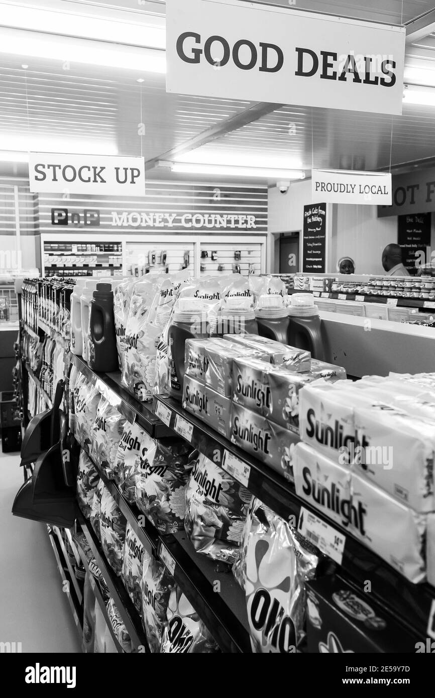 Supermarket shelves africa Black and White Stock Photos & Images Alamy