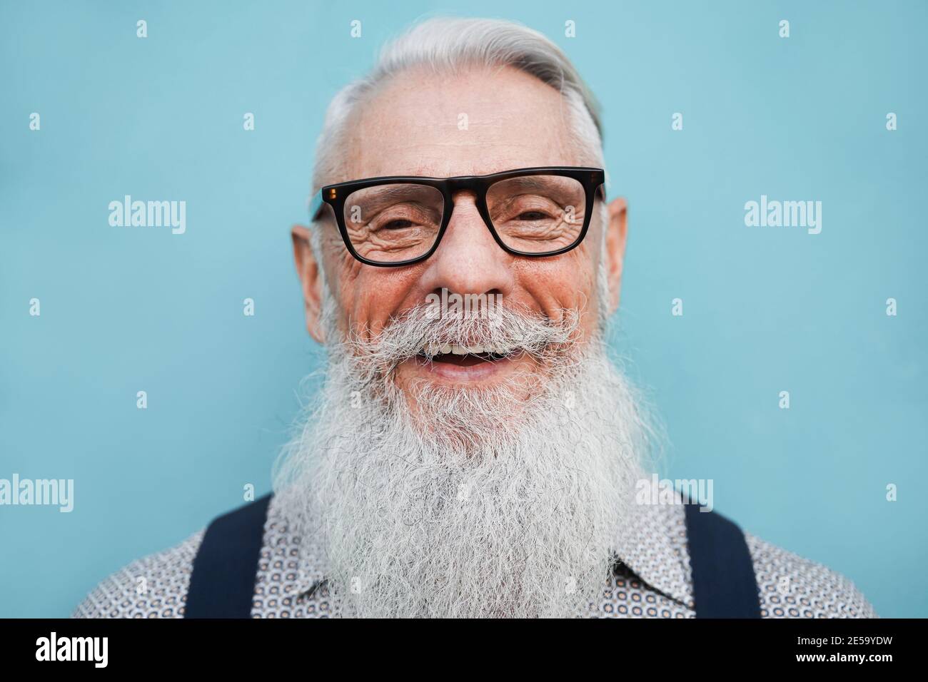 Man wearing glasses beard grey hi-res stock photography and images - Alamy