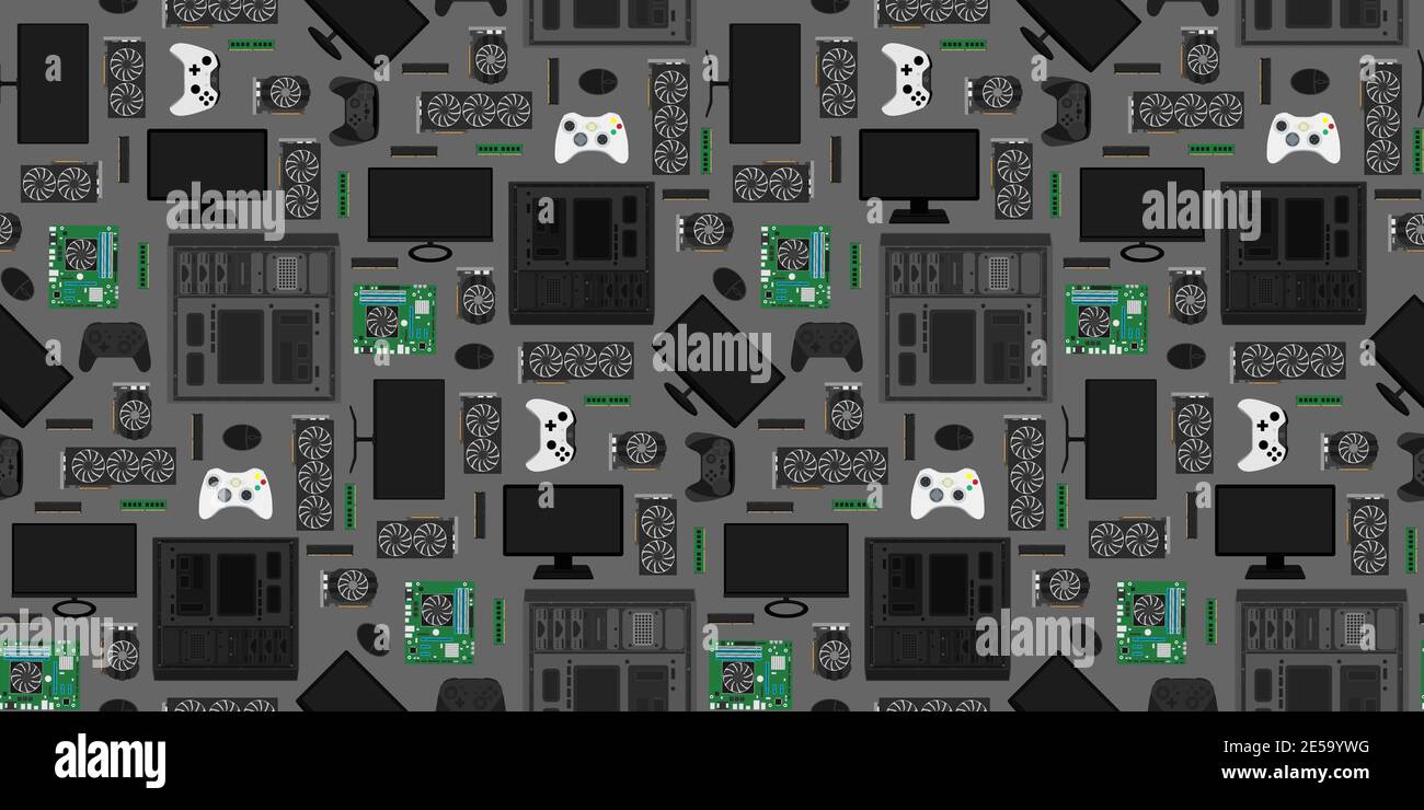 Gadgets and devices pattern collection Set of computer hardware ...