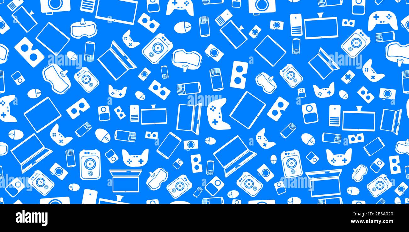 Gadgets and devices pattern collection Set of computer hardware