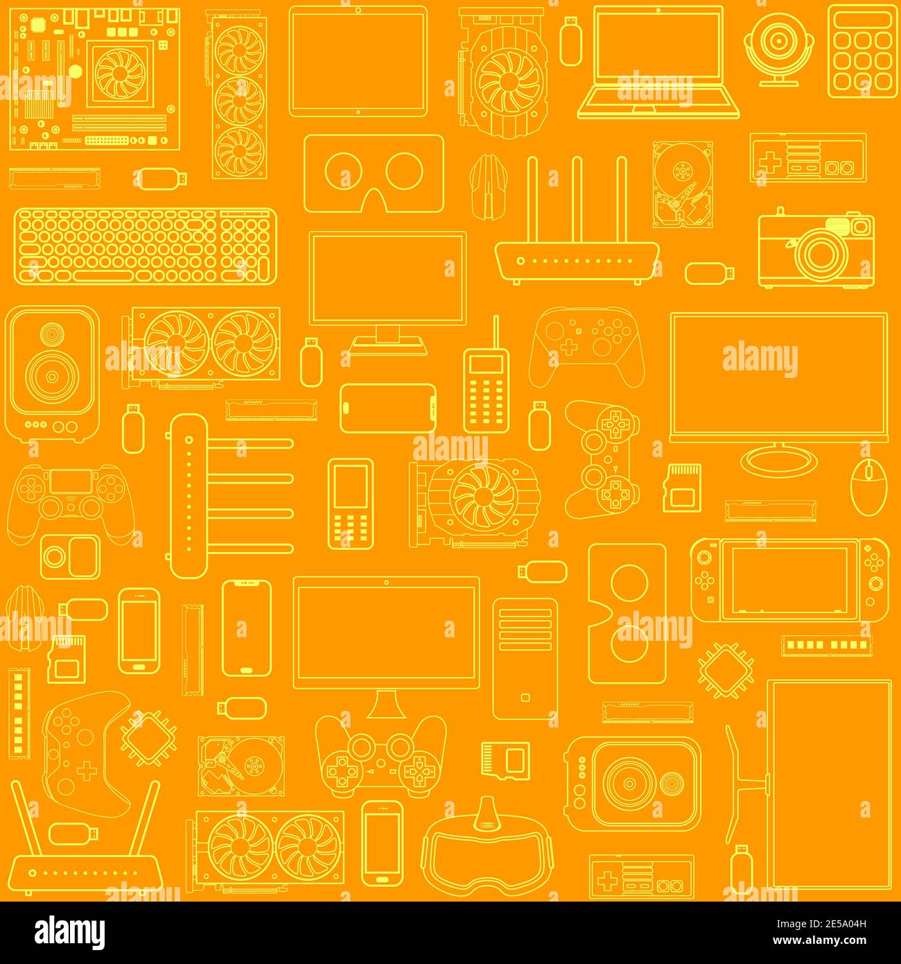 Gadgets and devices pattern collection Set of computer hardware ...