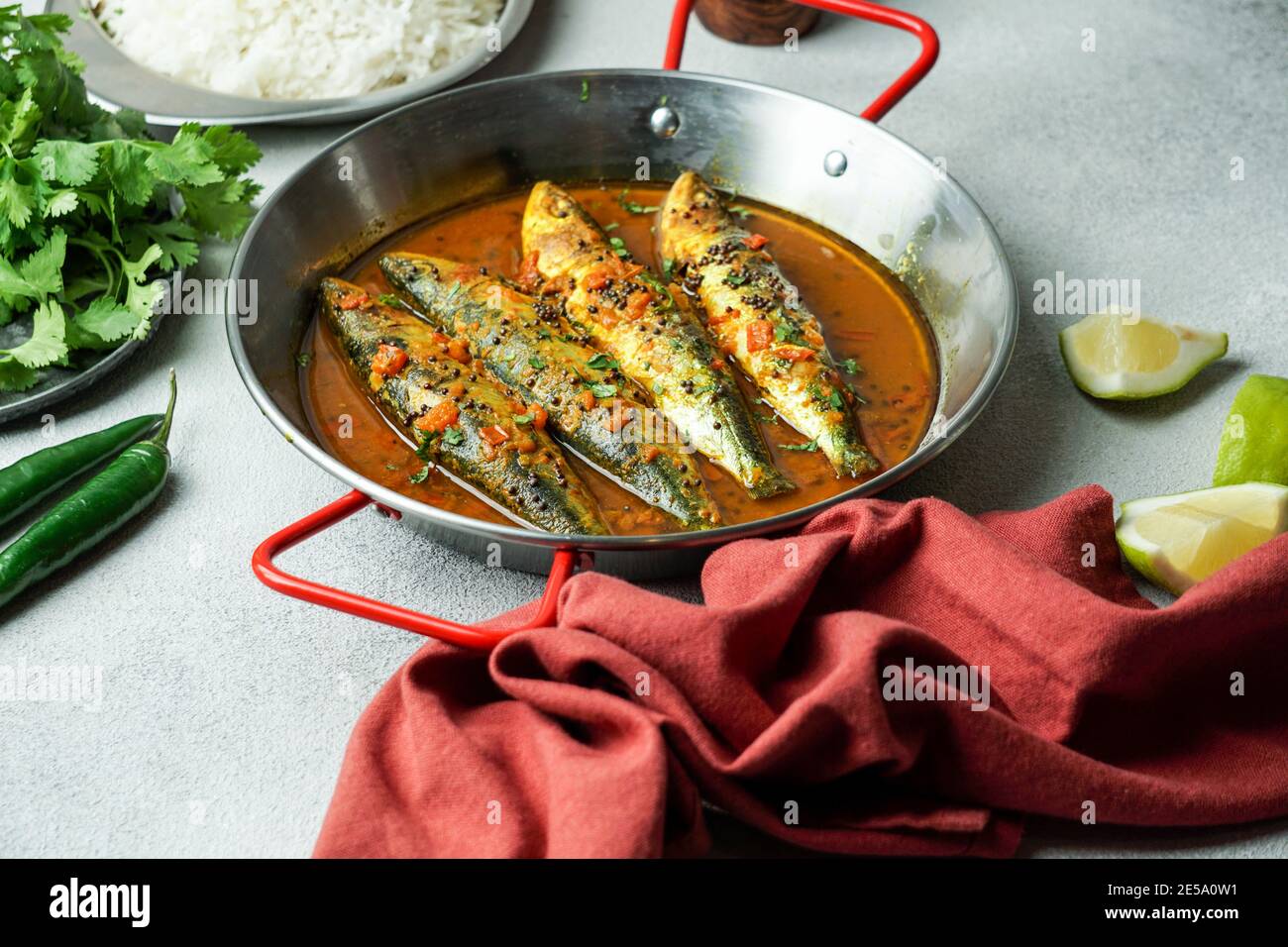 indian style fish curry, sardine with black mustard sauсe Stock Photo Alamy