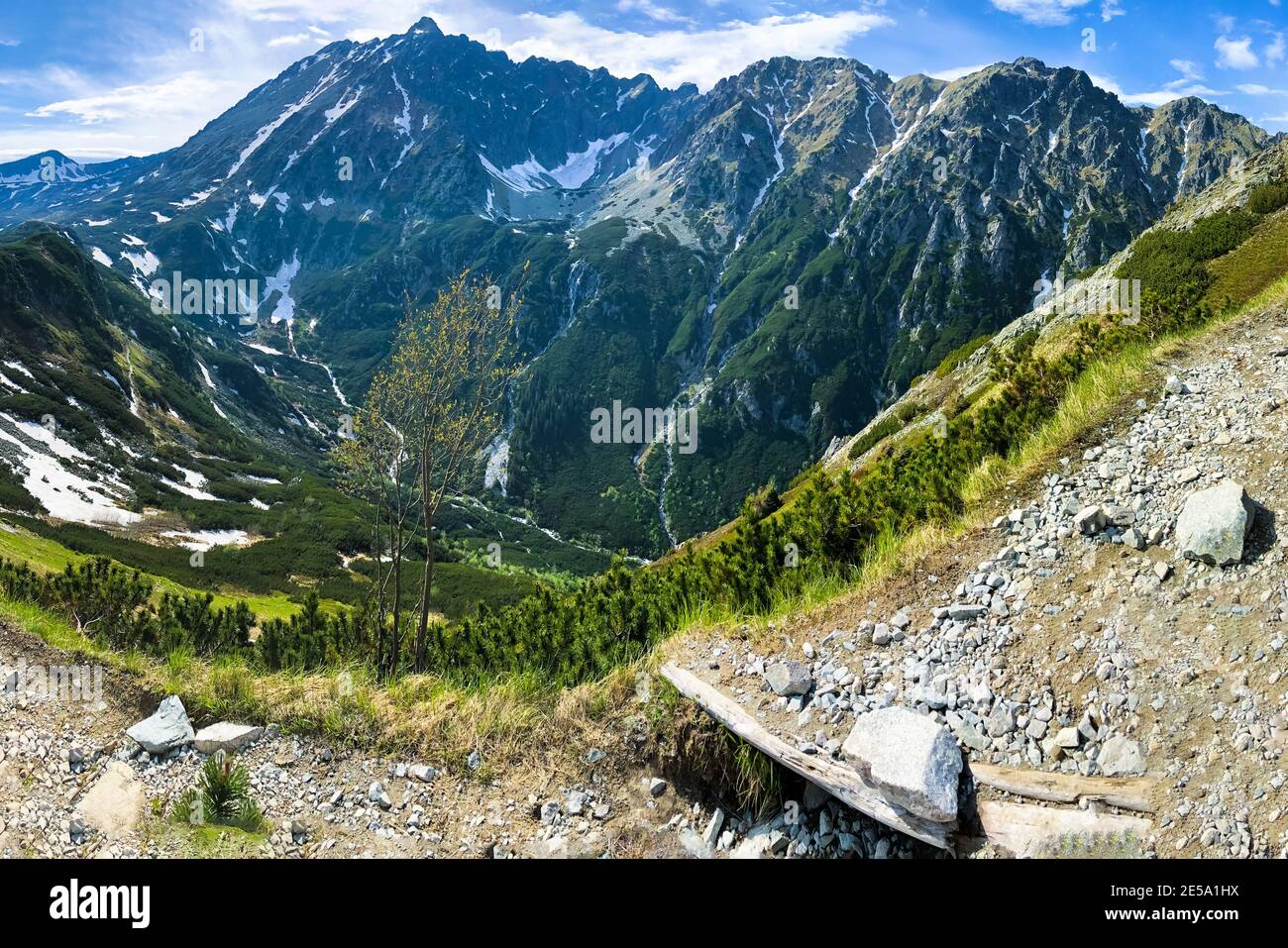 Scenic valley with the Tatra Mountains in the background, Pola Stock Photo