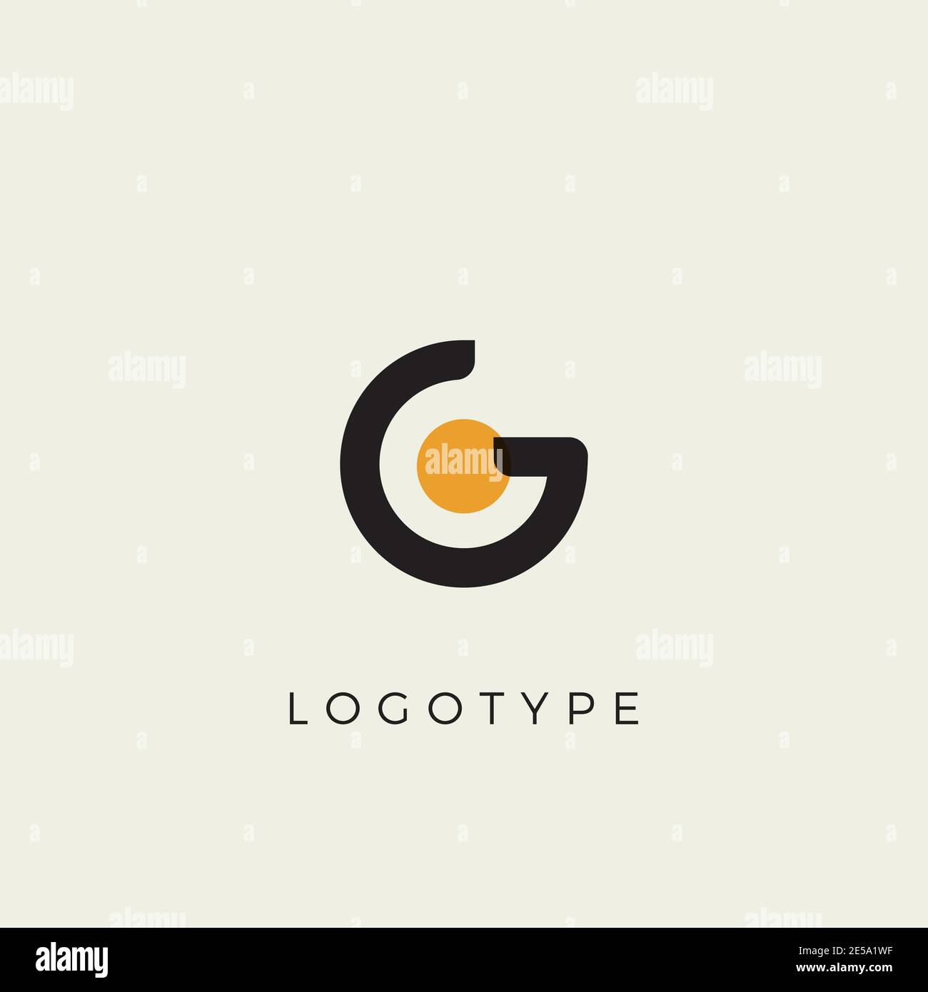Creative letter G for logo and monogram. Minimal artistic style letter with yellow spot for education, festive and party or technology graphic. Vector Stock Vector