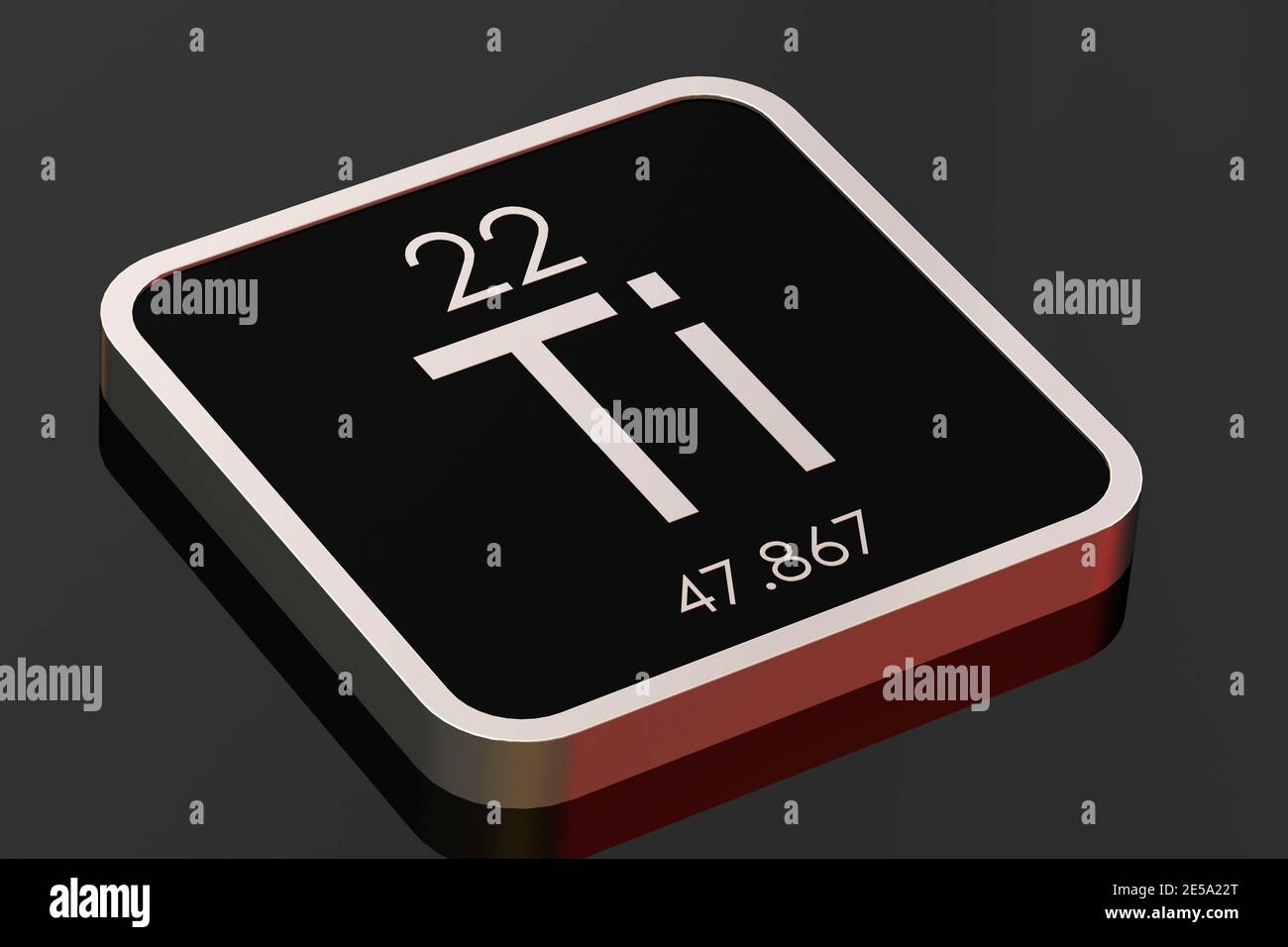 Titanium element from periodic table on black square block, 3D ...