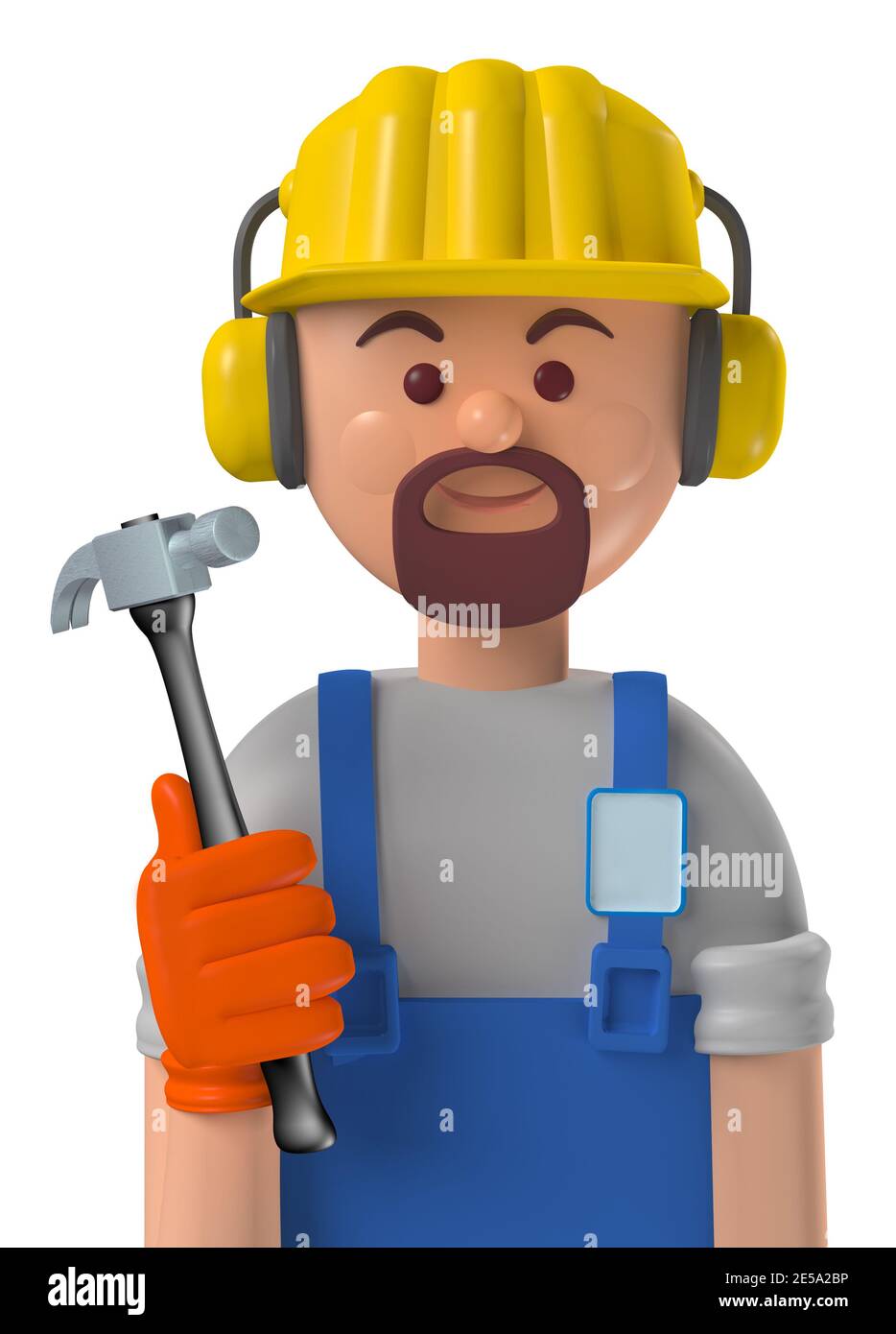 Vector cartoon man builder with a sledgehammer Stock Vector Image