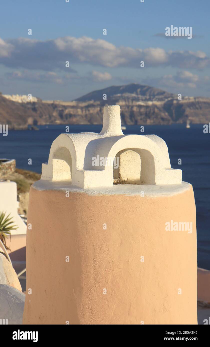 Typical Chimney in Santorini,Greece Stock Photo