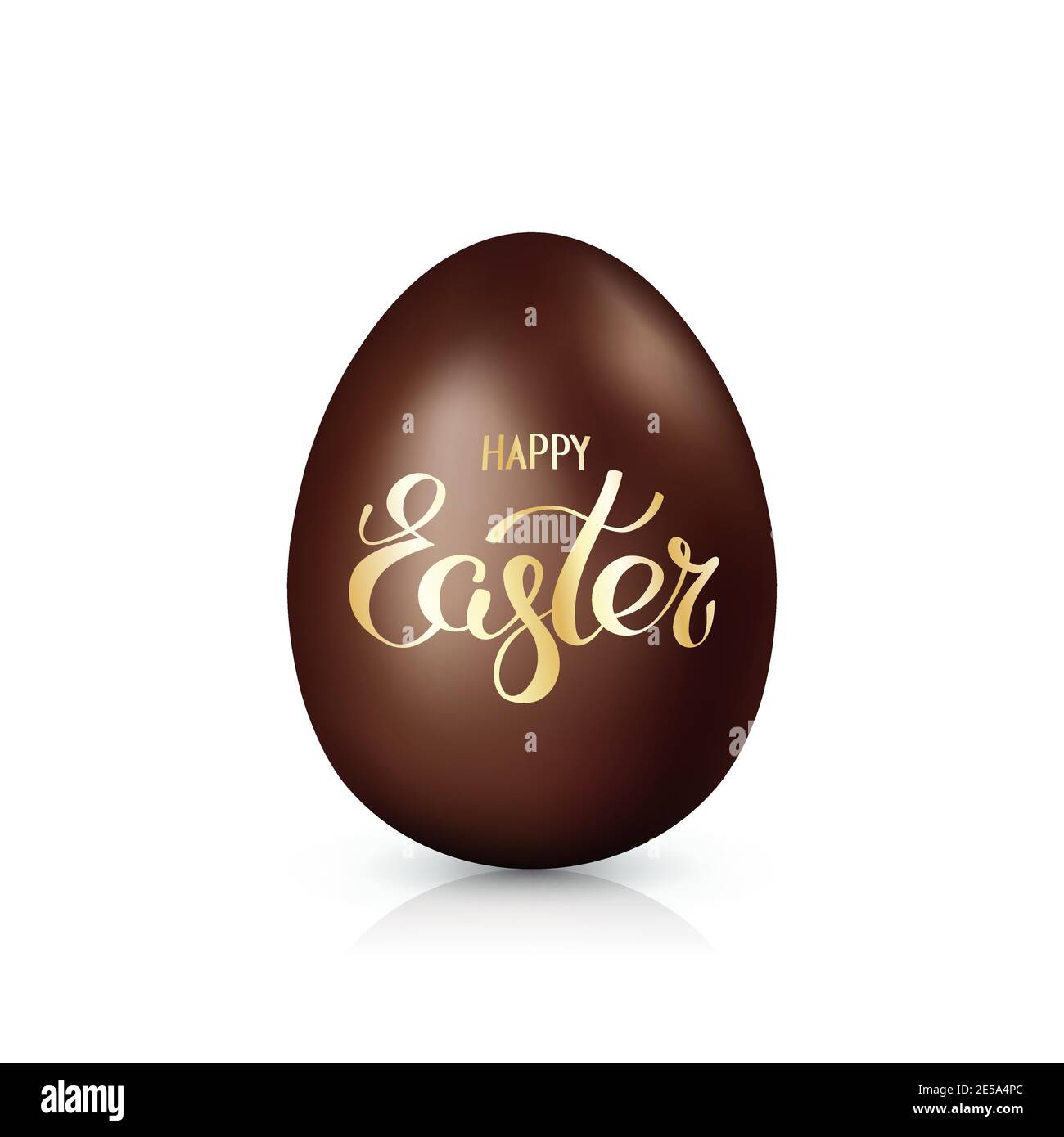 Chocolate easter egg with golden lettering happy easter isolated on