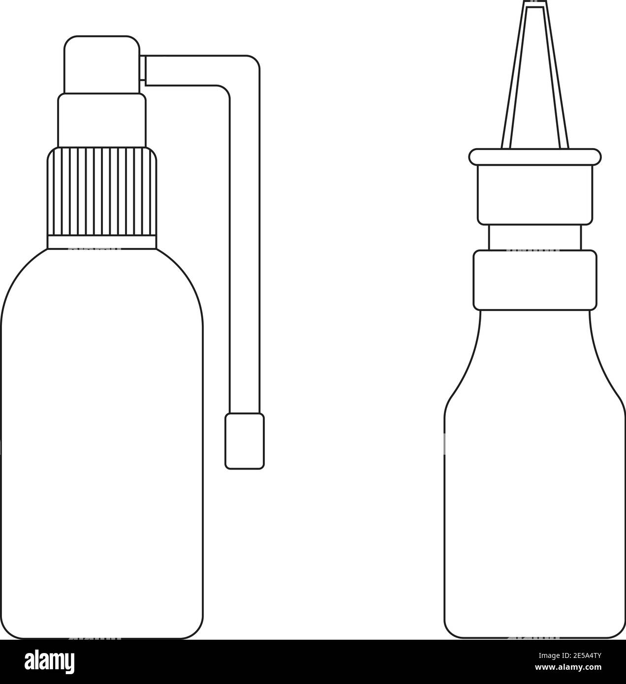 Spray for nose and throat icons. Simple vector objects on a medical