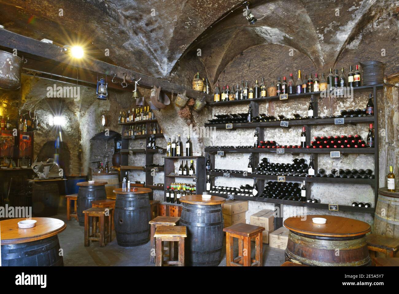 the Vieille Cave, two hundred years old wine store , France, Corsica, Corte Stock Photo