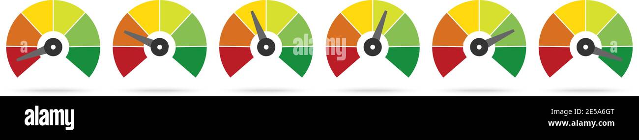 Set of measuring speedometer, Easy Normal Hard Stock Vector