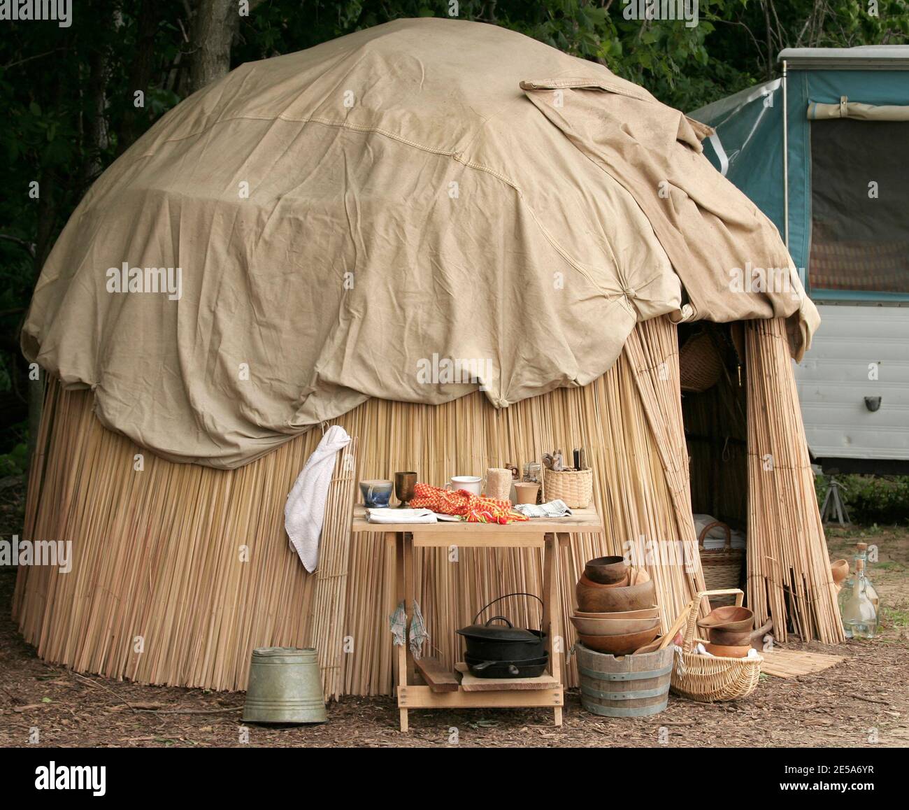 Traditional Miami Nation Hut located in  Rockville,Indiana Stock Photo