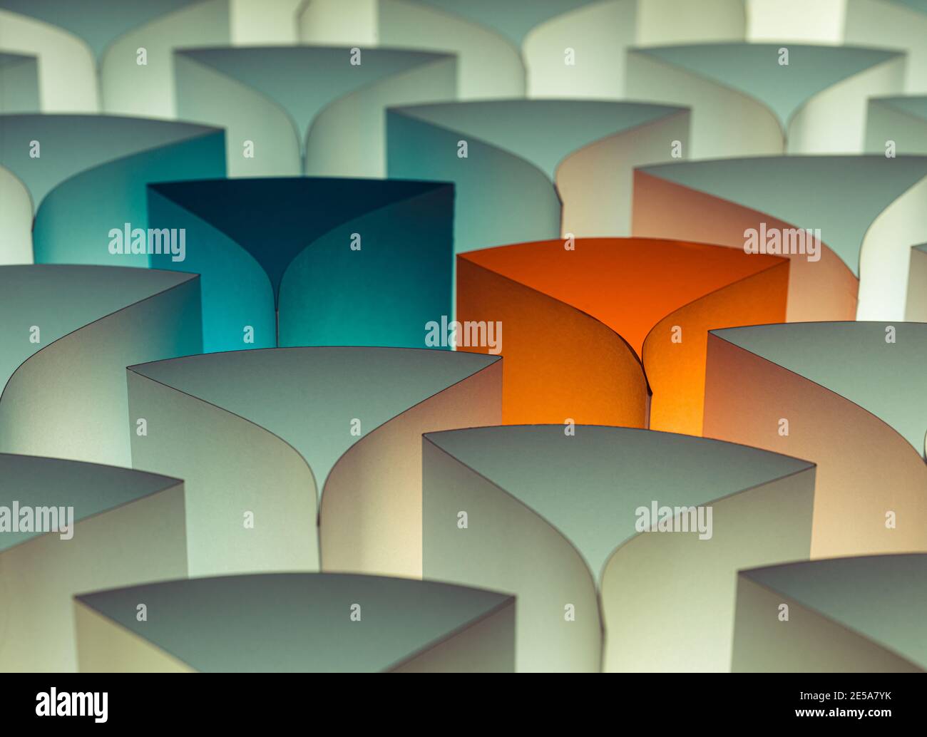 Different glowing shapes made of paper. Creative concept. Stock Photo