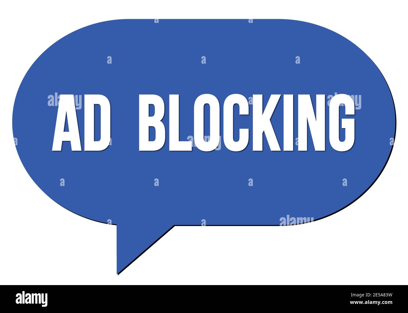 AD BLOCKING text written in a blue speech bubble stamp Stock Photo - Alamy