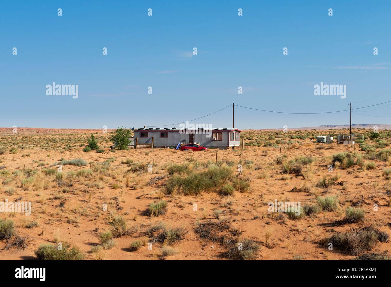 Kayenta, Arizona July 17, 204 A mobile home in the desert near Kayenta, in the Navajo County