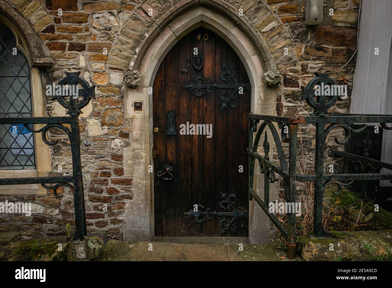 Front wooden door in a tudor style, Rye, England, UK. Stock Photo