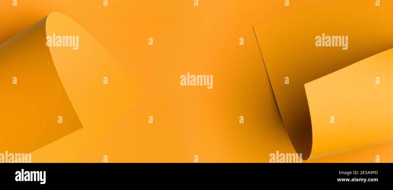 orange banner abstract color paper for background, monochrome curled corner, page curl. Abstract creative background, modern mock up. Design element f Stock Photo