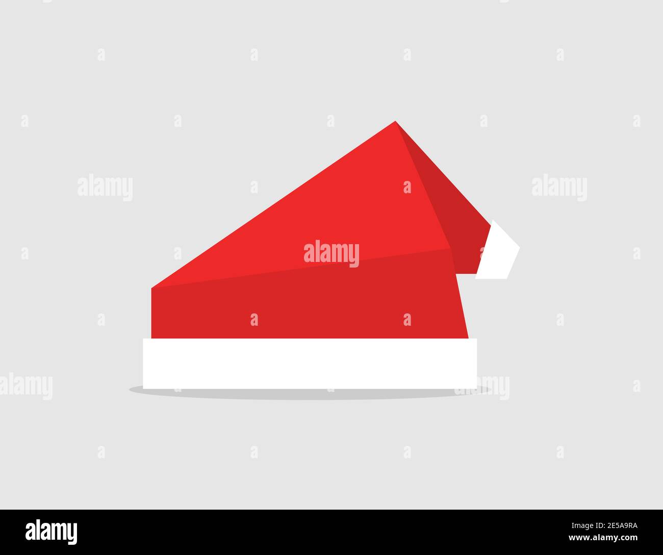 Set red Santa Hat. Origami design. Vector icon Stock Vector