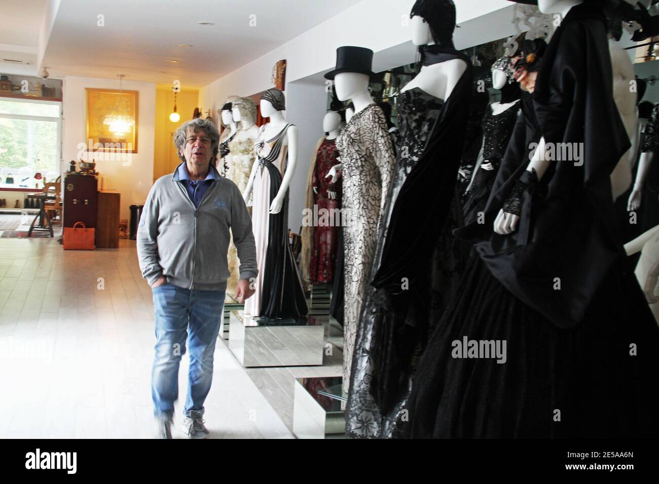 Bucharest, Romania. Dan Coma, fashion designer, inside his studio shared with the haute-couture designer Doina Levinta. Stock Photo