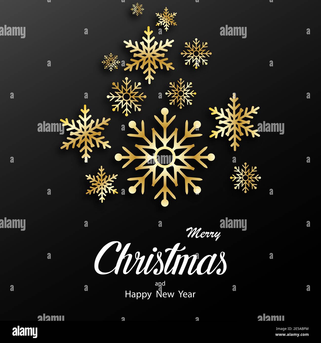 Christmas greeting card Background with Shining Gold Snowflakes. Vector ...