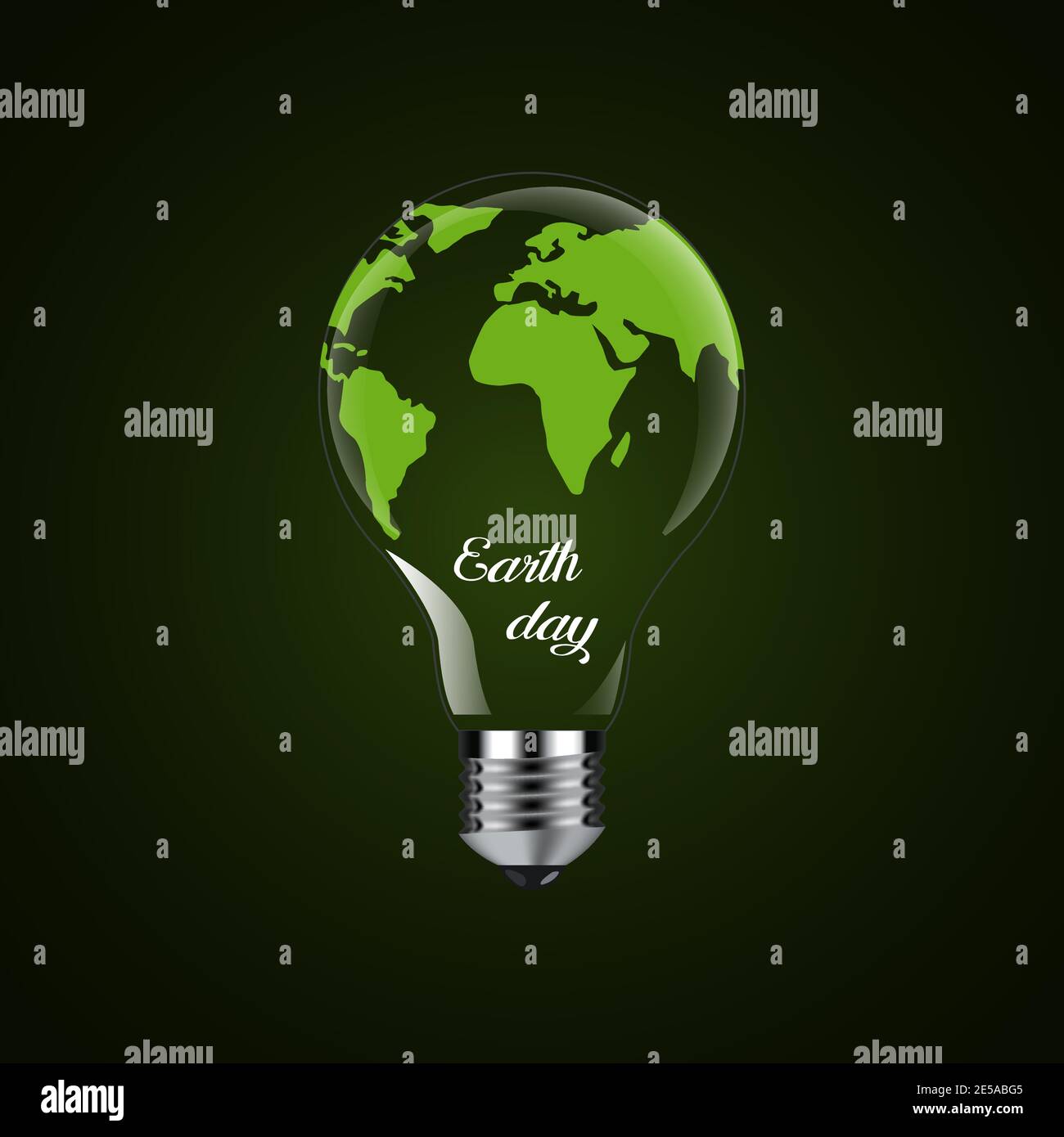 Happy Earth Day - design light bulb with earth globe. Eps10 Stock Vector