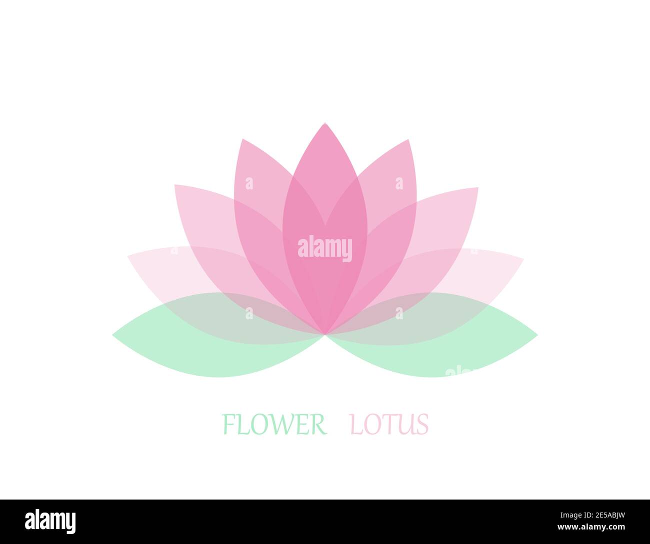 Lotus flower in flat style, pink and green color. Vector icon. eps 10 ...