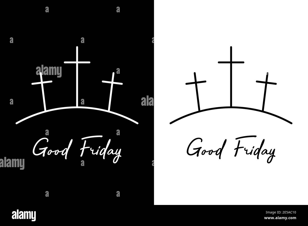 Good friday. Three crosses on the mountain Stock Vector