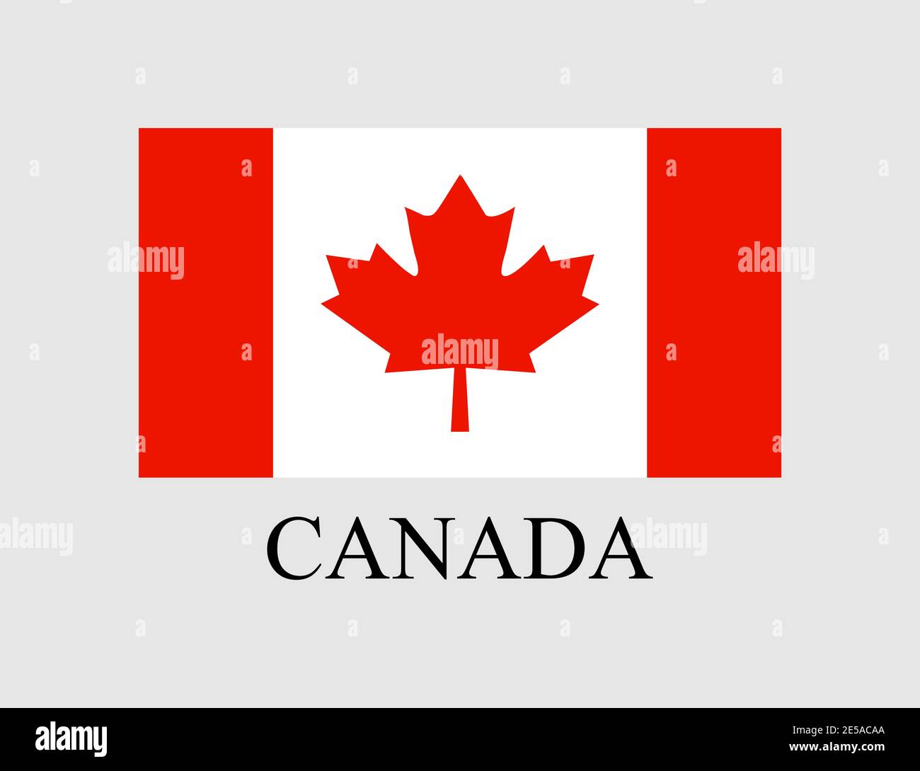 Vector flag Canada on light background in flat style Stock Vector