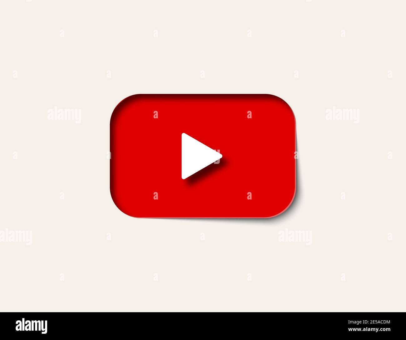 Button video player in paper art on light background Stock Vector