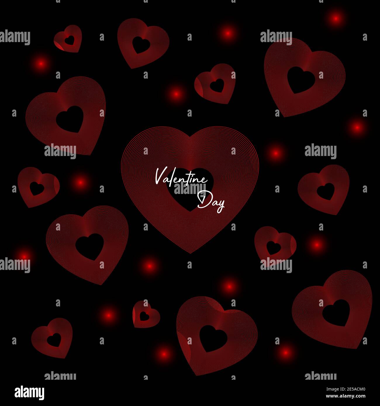 Valentines Day background. Red hearts with text. Greeting card. Vector ...
