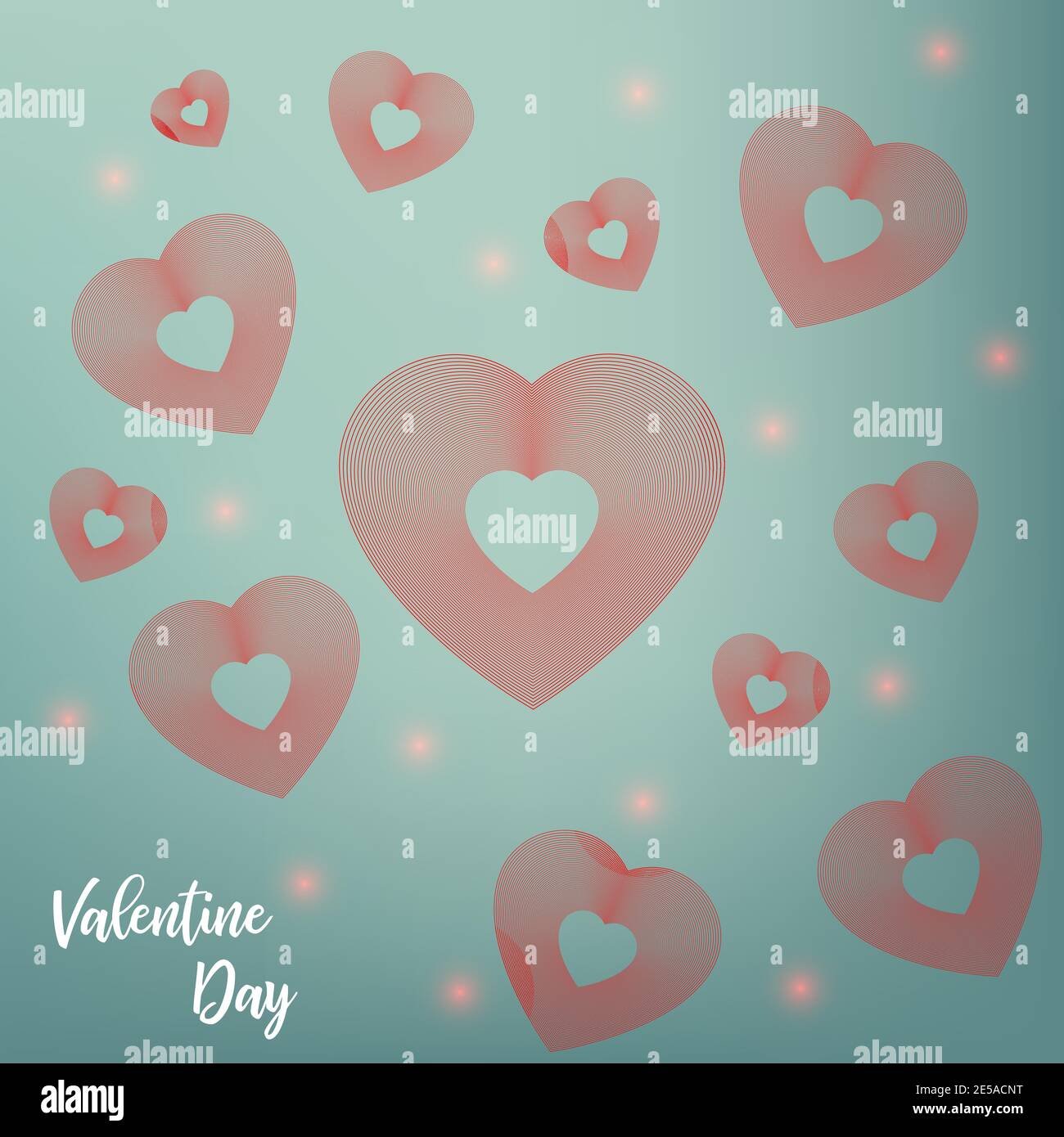 Valentines Day background. Red hearts with text. Greeting card. Vector ...
