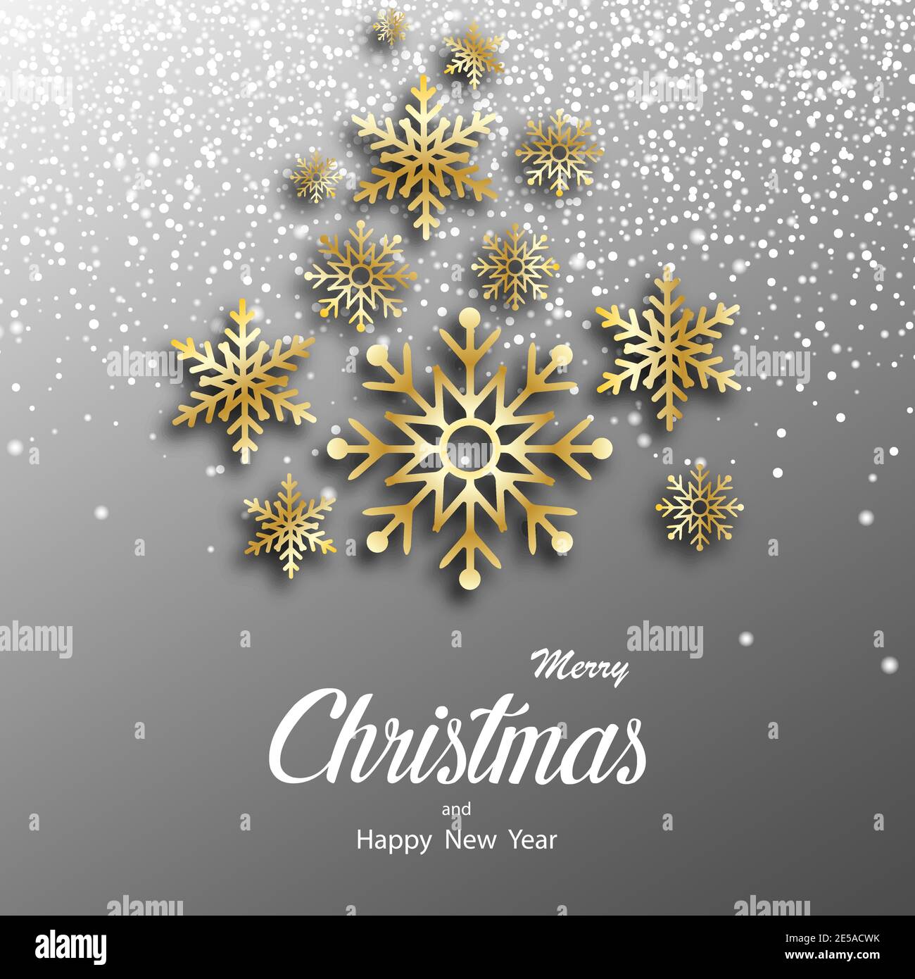 Christmas greeting card Background with Shining Gold Snowflakes. Vector ...