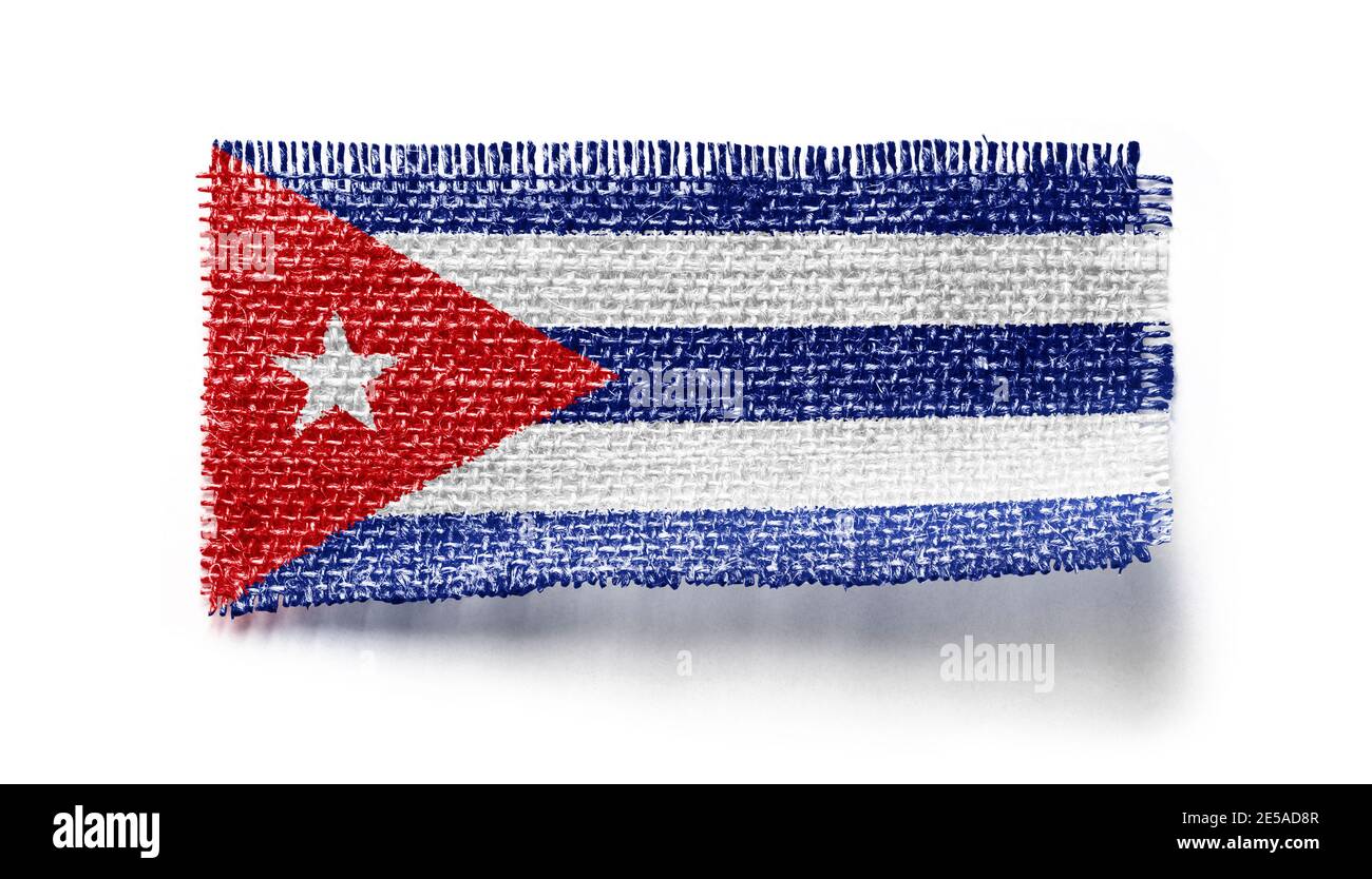 Cuba flag on a piece of cloth on a white background Stock Photo
