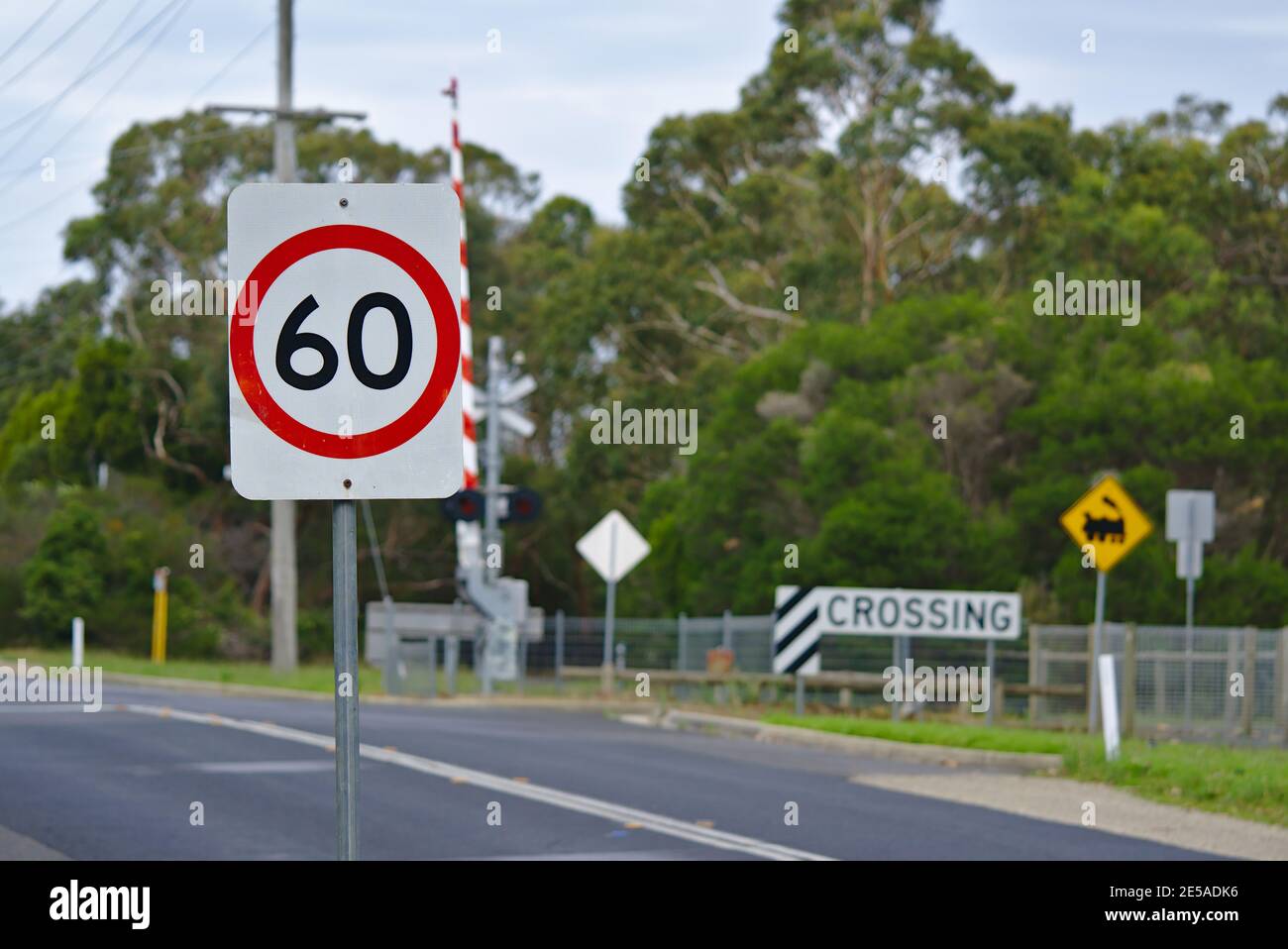 60 km speed limit traffic sign Stock Photo