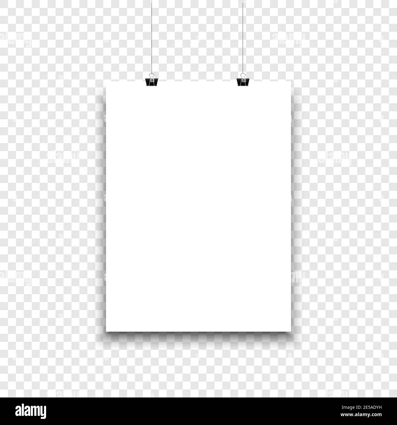 White paper sheet hanging on isolated background Stock Vector