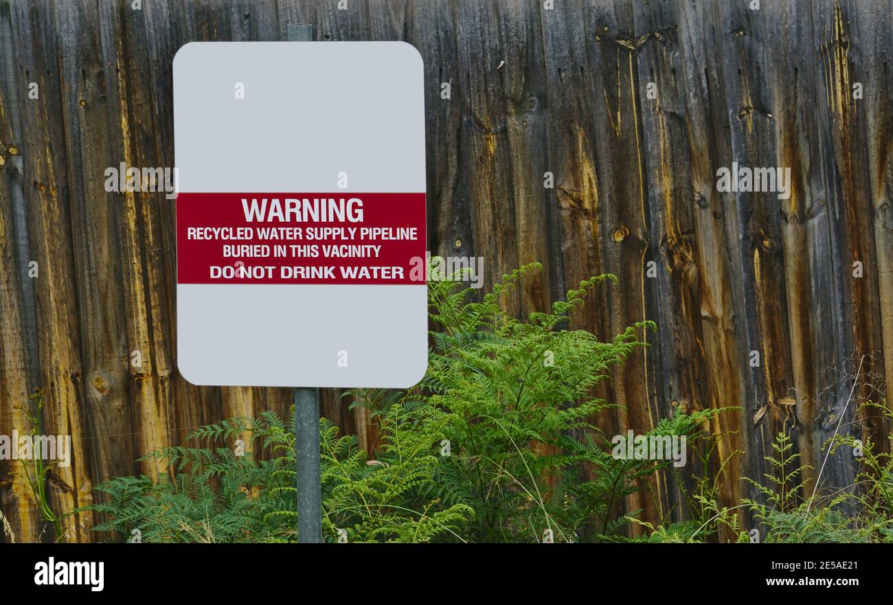 Recycled Water Do Not Drink Water Warning Sign Stock Photo Alamy