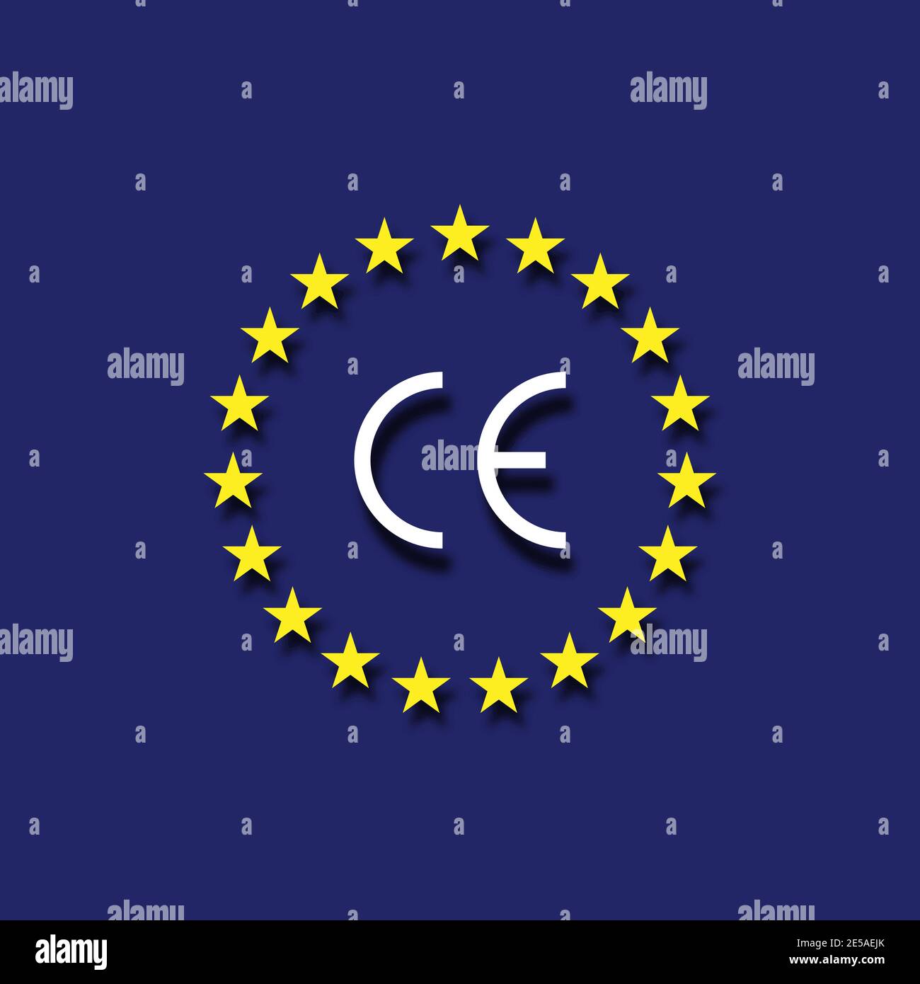 Vector CE mark, Vector CE symbol on flag Europe Stock Vector