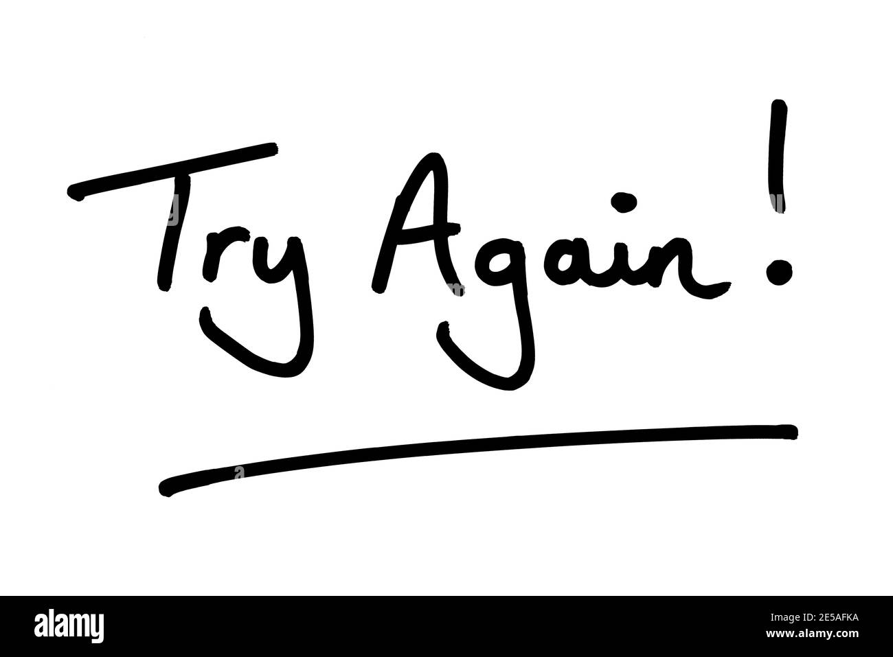 Try Again! handwritten on a white background Stock Photo - Alamy